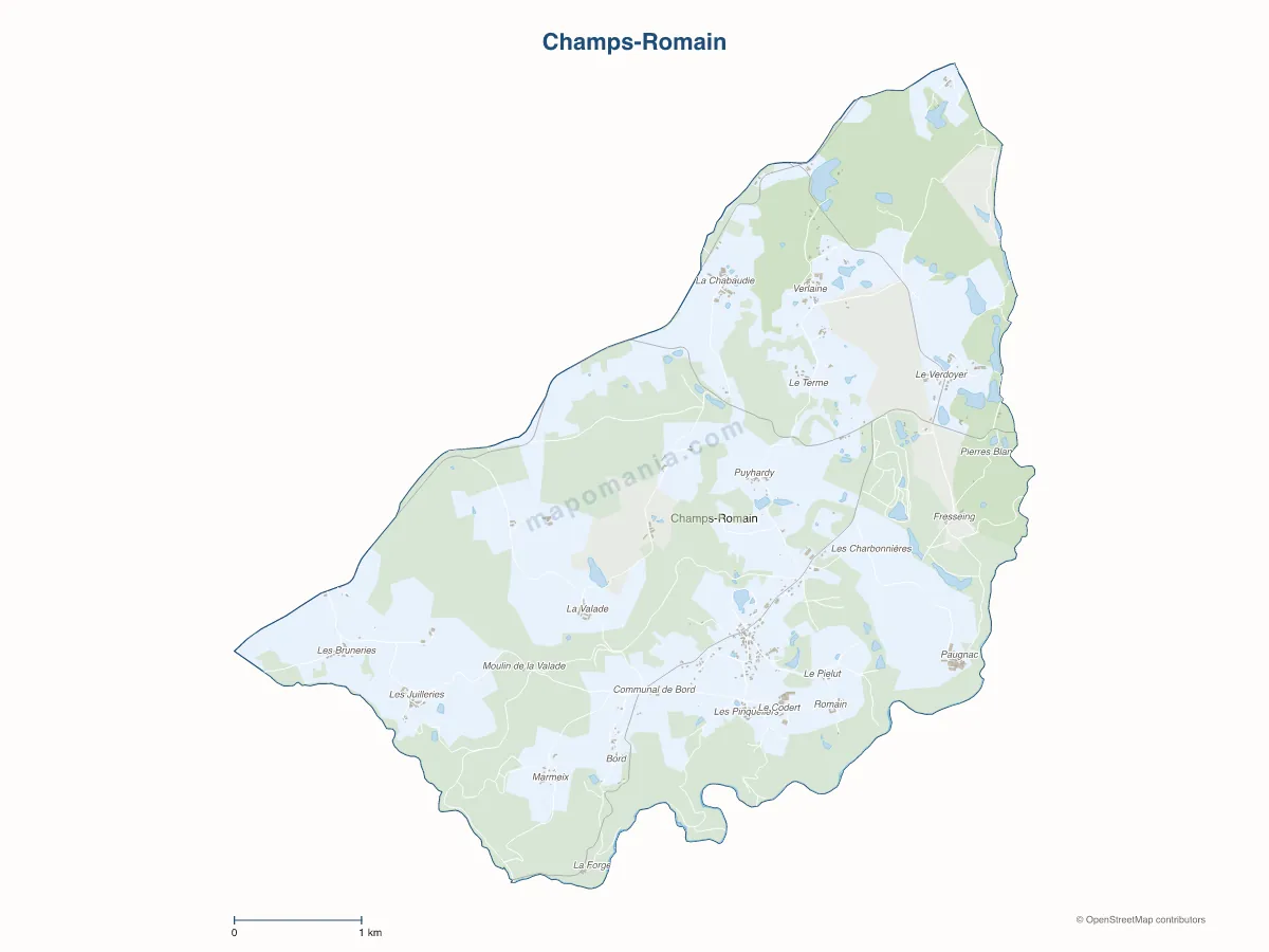 Carte de Champs-Romain à personnaliser