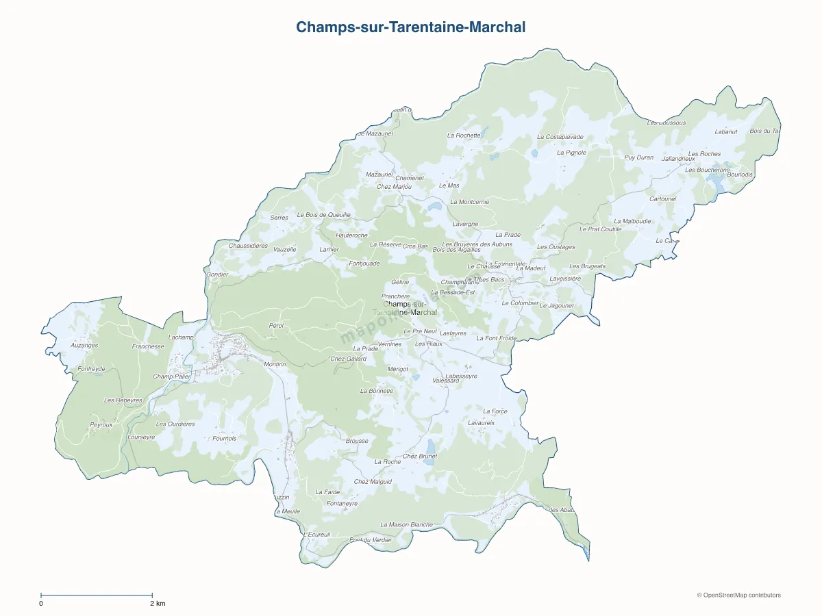 Carte de Champs-sur-Tarentaine-Marchal à personnaliser