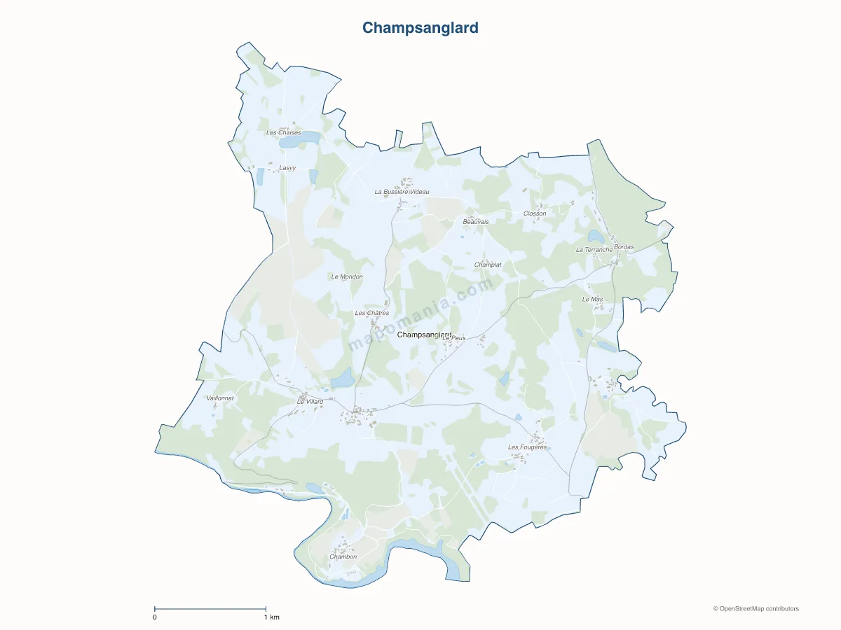 Carte de Champsanglard à personnaliser