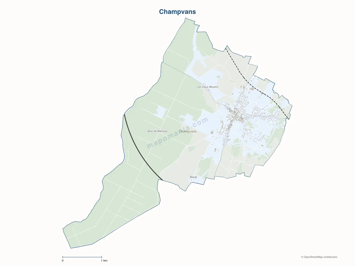 Carte de Champvans à personnaliser
