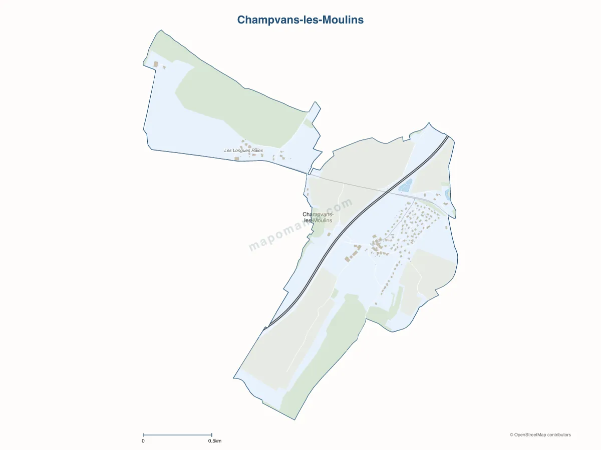 Carte de Champvans-les-Moulins à personnaliser