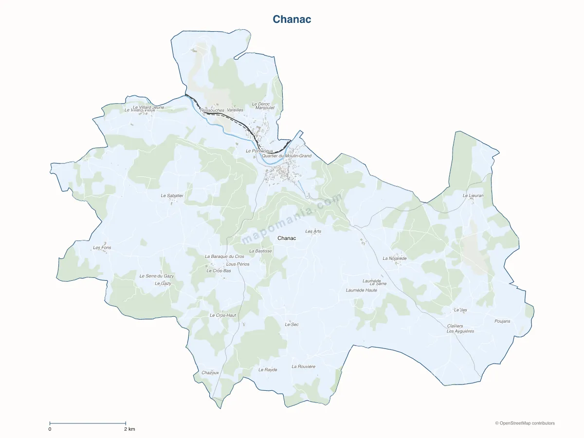 Carte de Chanac à personnaliser