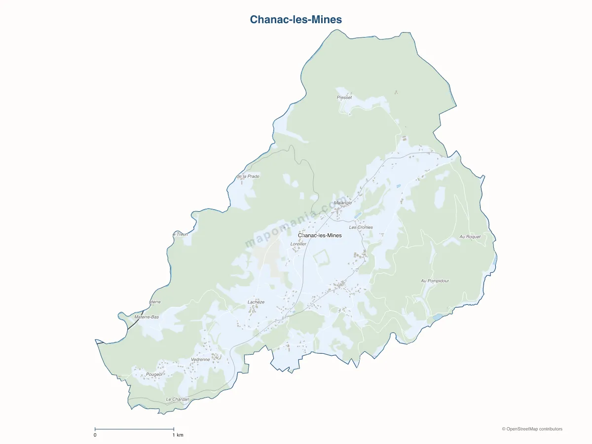 Carte de Chanac-les-Mines à personnaliser