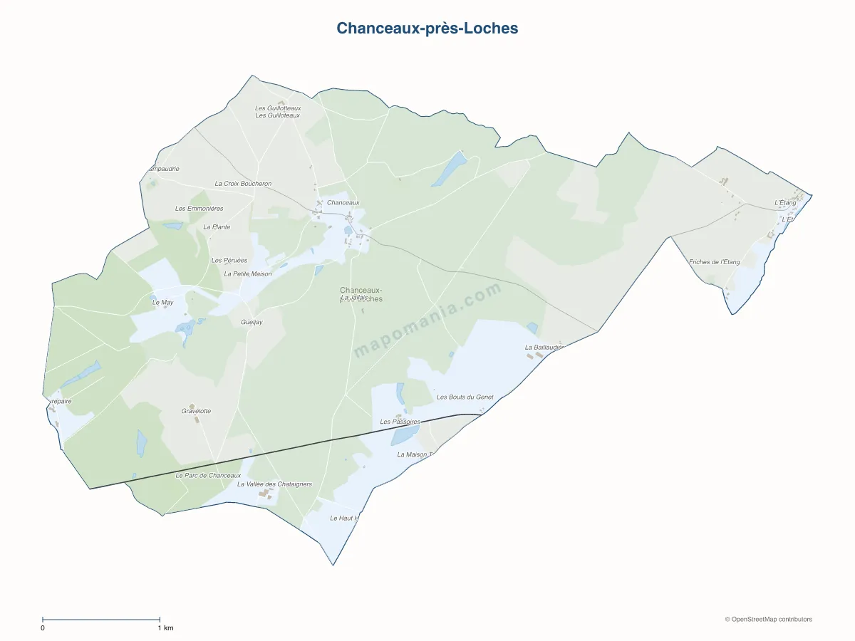 Carte de Chanceaux-près-Loches à personnaliser