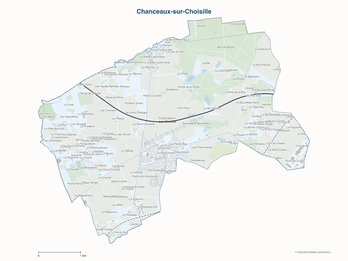 Carte de Chanceaux-sur-Choisille à personnaliser