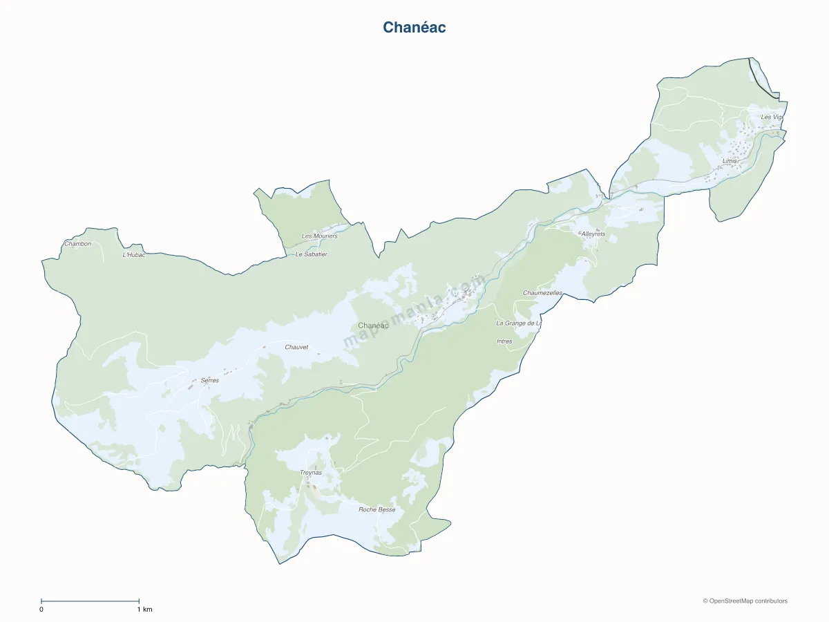 Carte de Chanéac à personnaliser