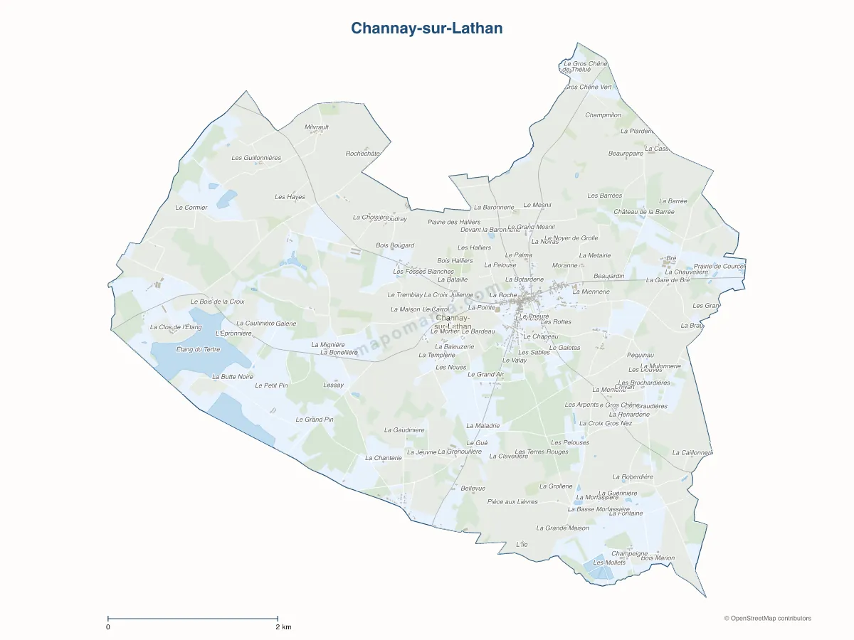Carte de Channay-sur-Lathan à personnaliser