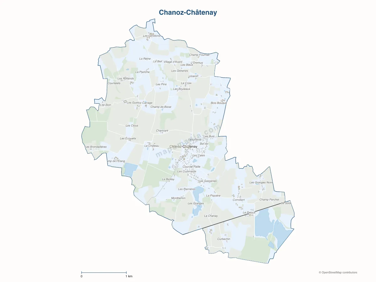 Carte de Chanoz-Châtenay à personnaliser