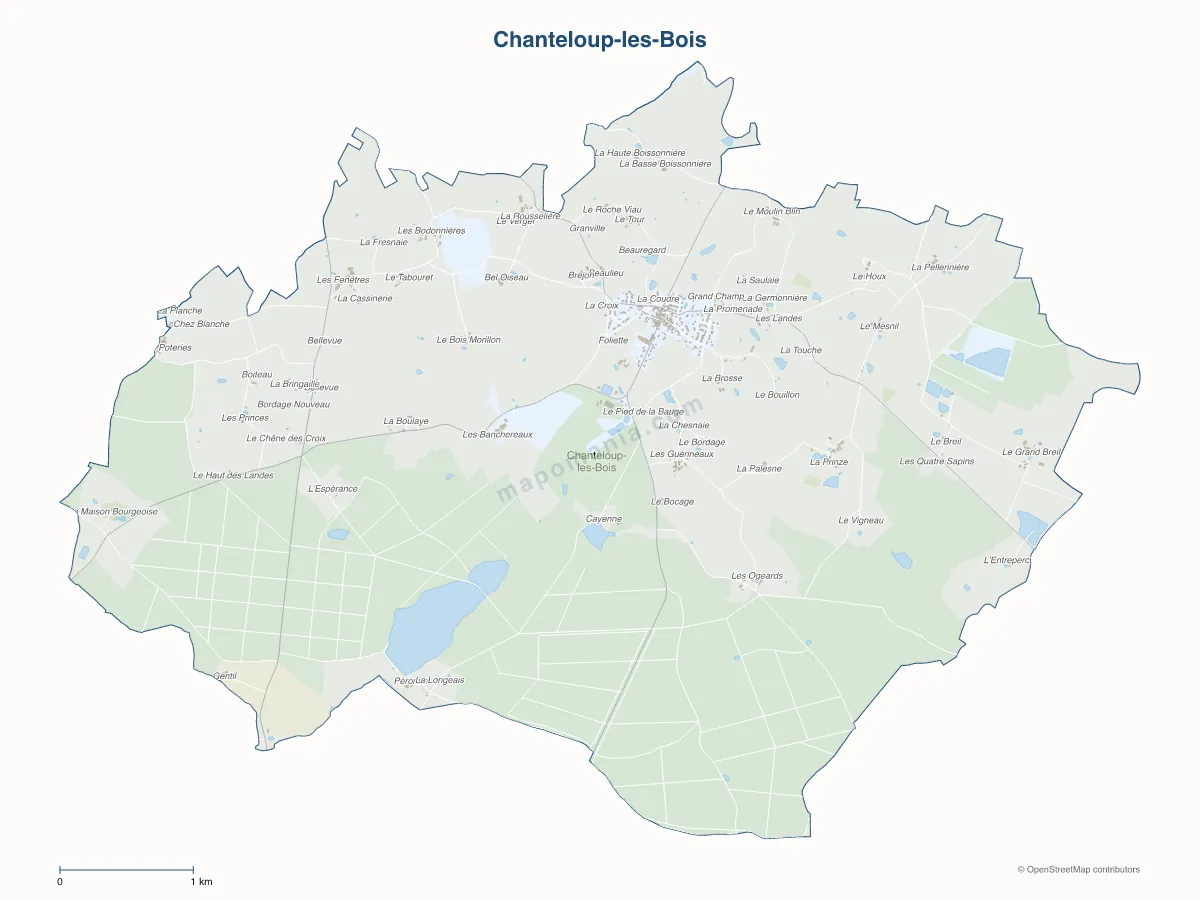 Carte de Chanteloup-les-Bois à personnaliser