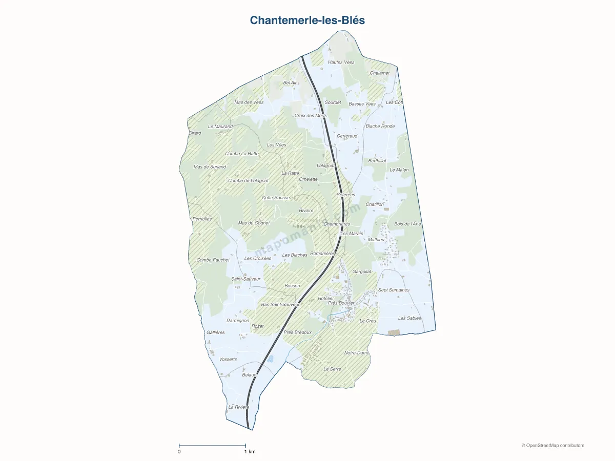 Carte de Chantemerle-les-Blés à personnaliser