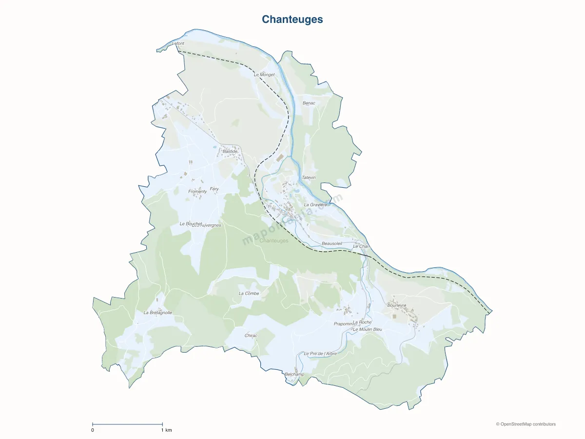 Carte de Chanteuges à personnaliser