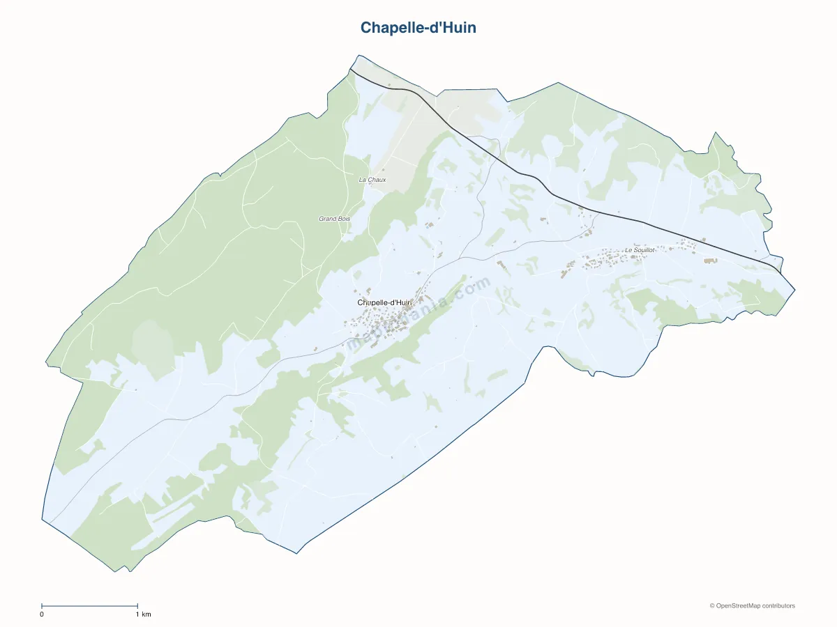 Carte de Chapelle-d'Huin à personnaliser