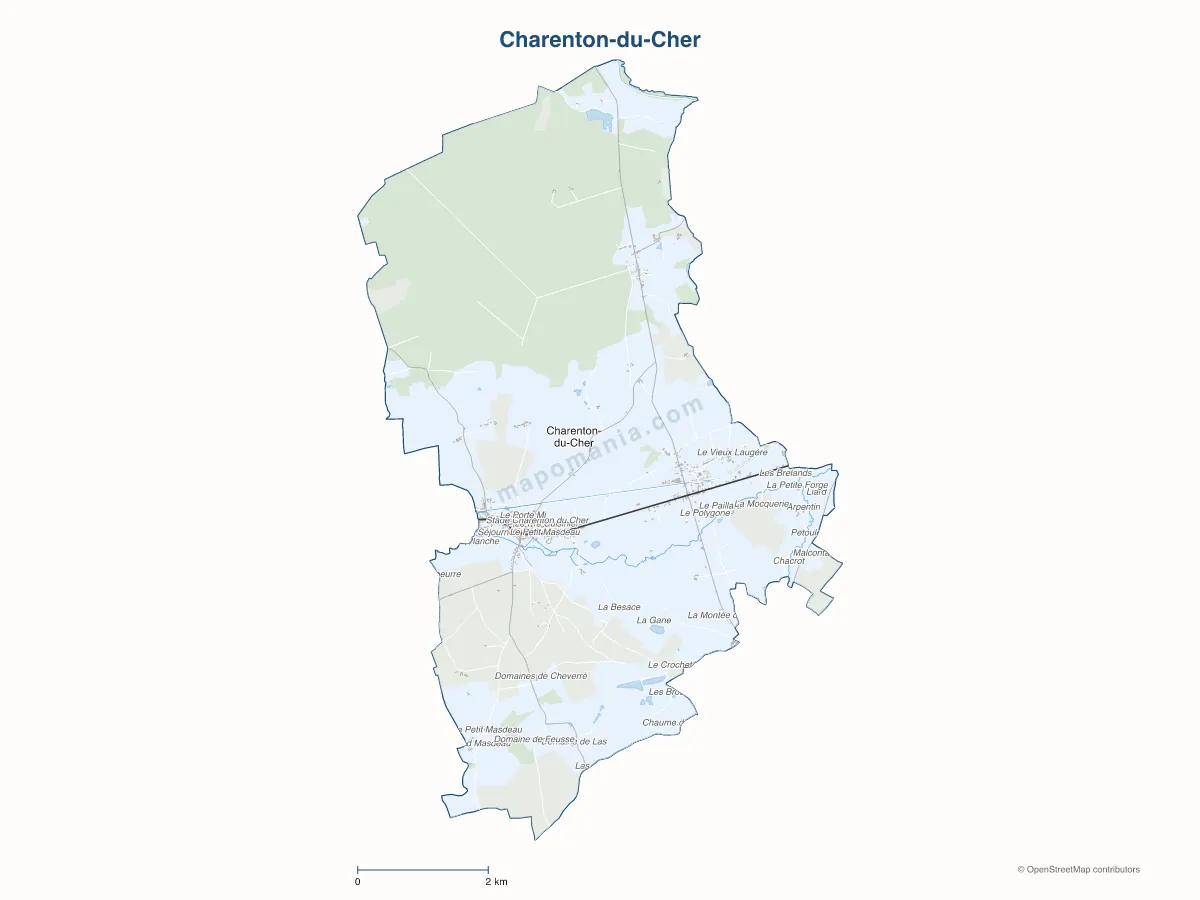 Carte de Charenton-du-Cher à personnaliser