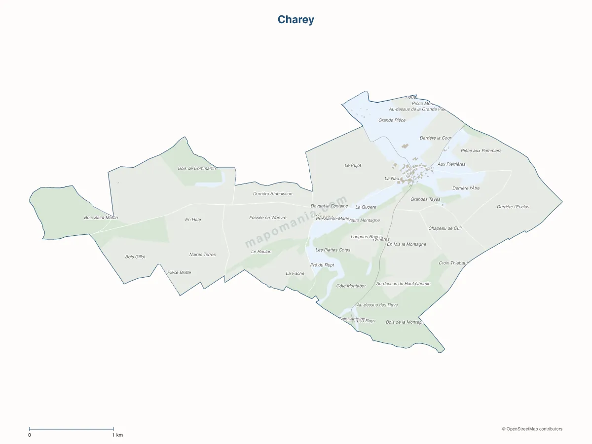Carte de Charey à personnaliser