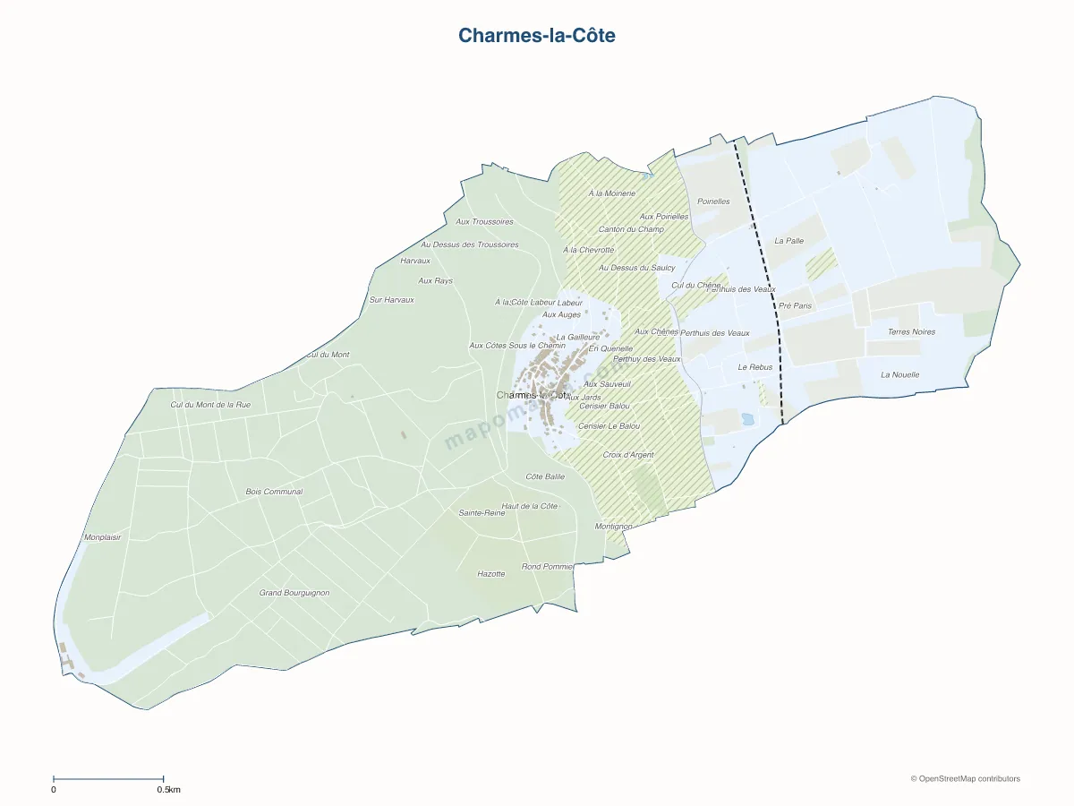 Carte de Charmes-la-Côte à personnaliser