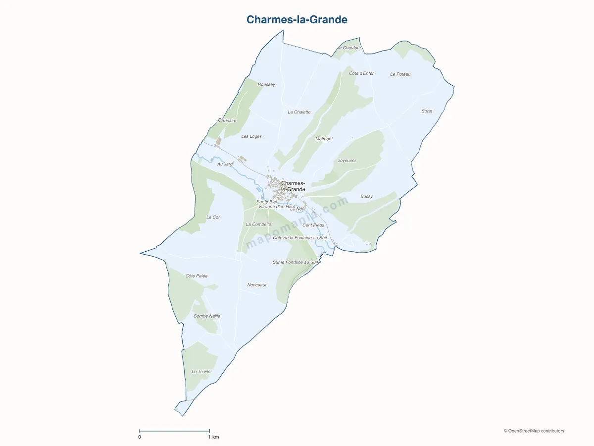 Carte de Charmes-la-Grande à personnaliser