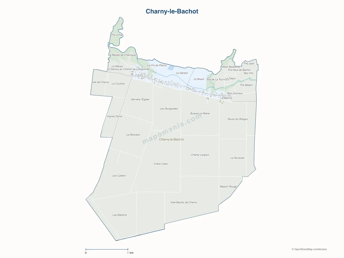 Carte de Charny-le-Bachot à personnaliser