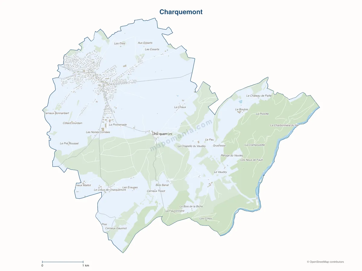Carte de Charquemont à personnaliser
