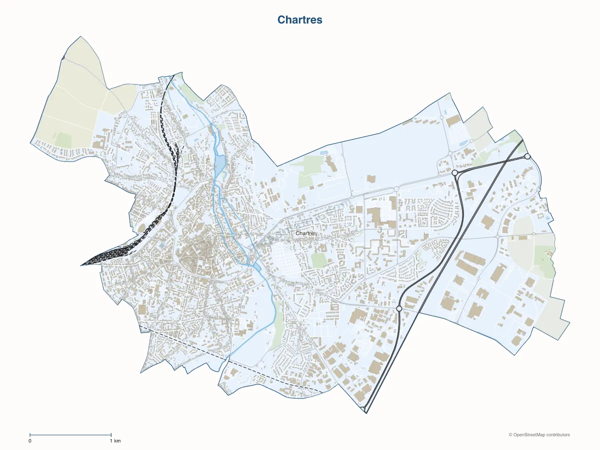 Carte de Chartres à personnaliser