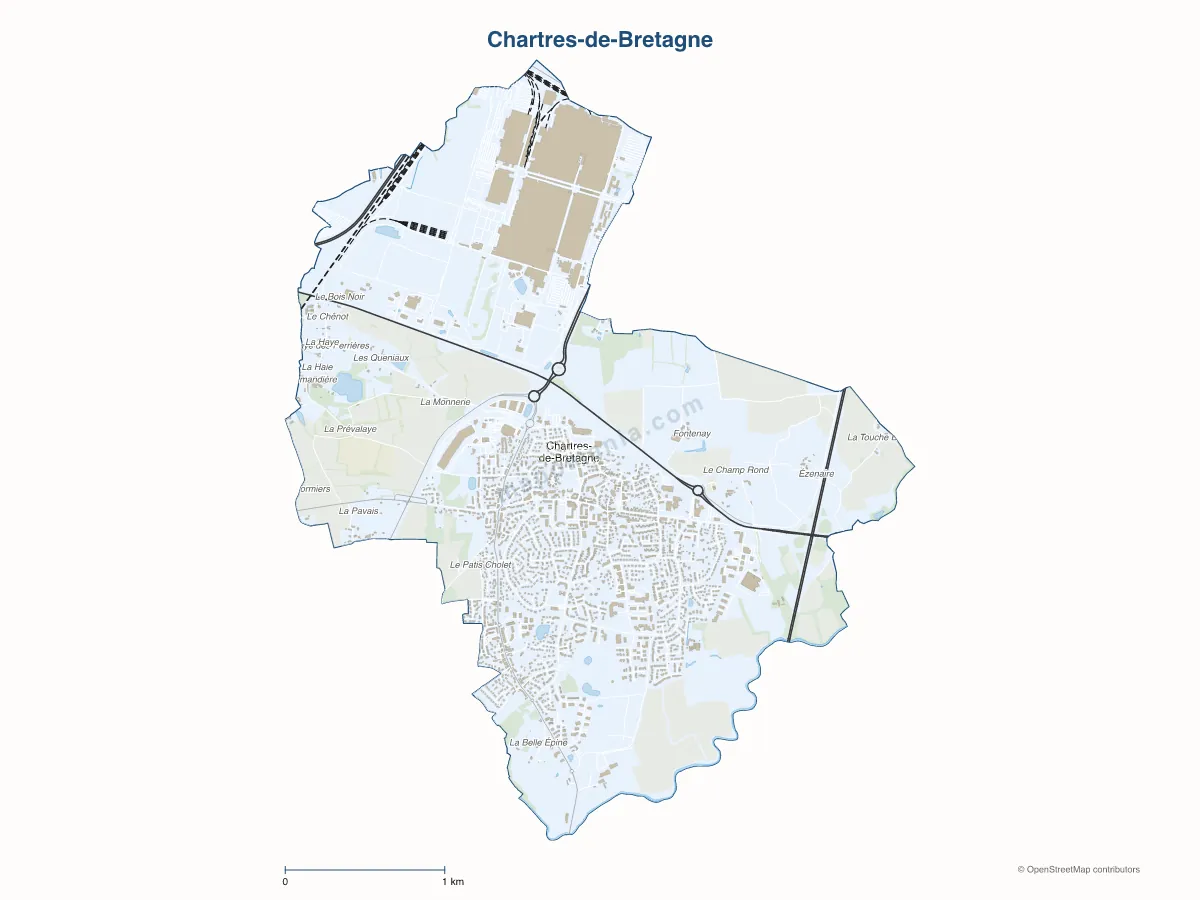 Carte de Chartres-de-Bretagne à personnaliser