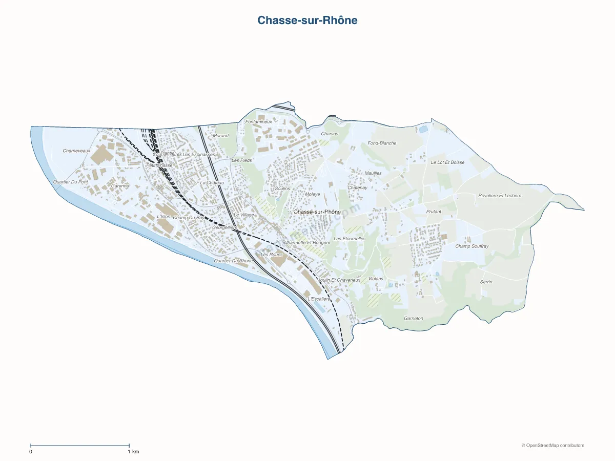 Carte de Chasse-sur-Rhône à personnaliser