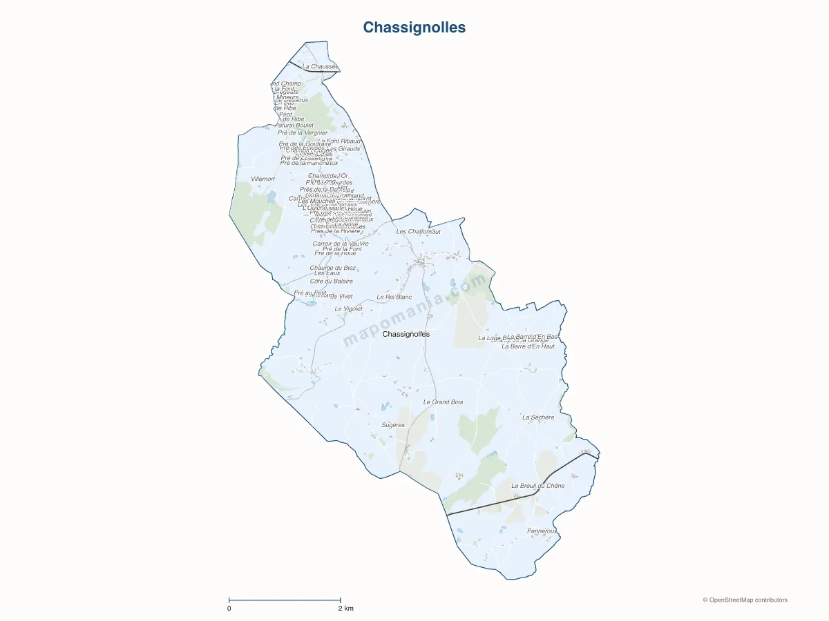 Carte de Chassignolles à personnaliser