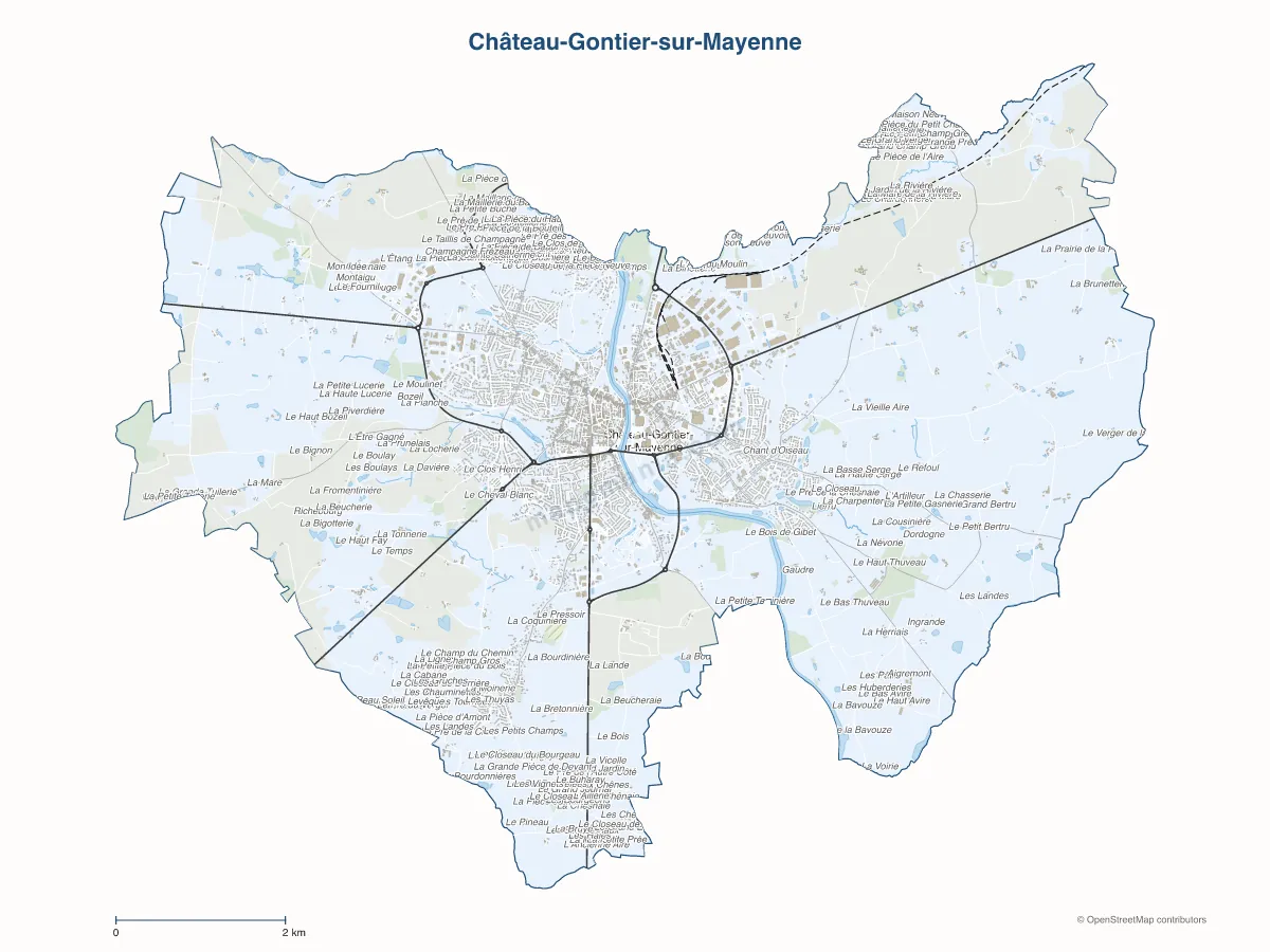Carte de Château-Gontier-sur-Mayenne à personnaliser