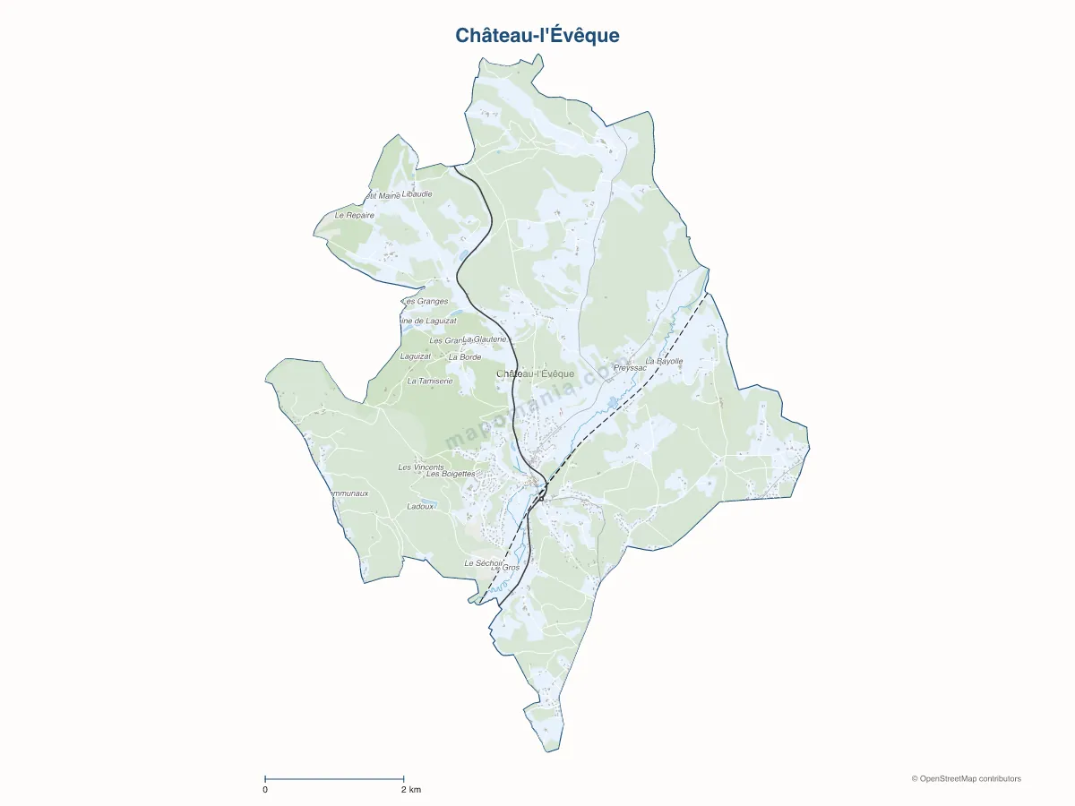Carte de Château-l'Évêque à personnaliser