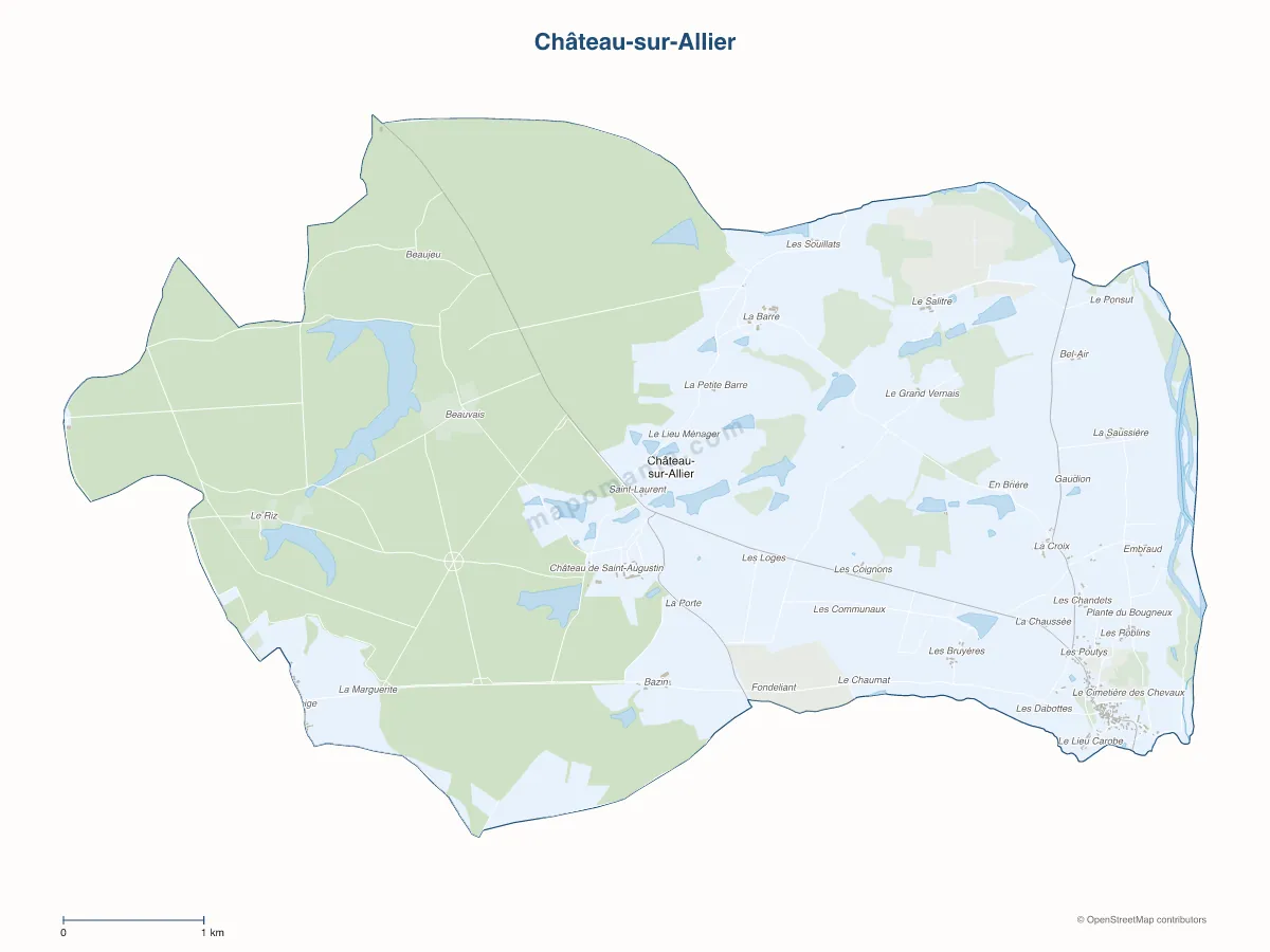 Carte de Château-sur-Allier à personnaliser