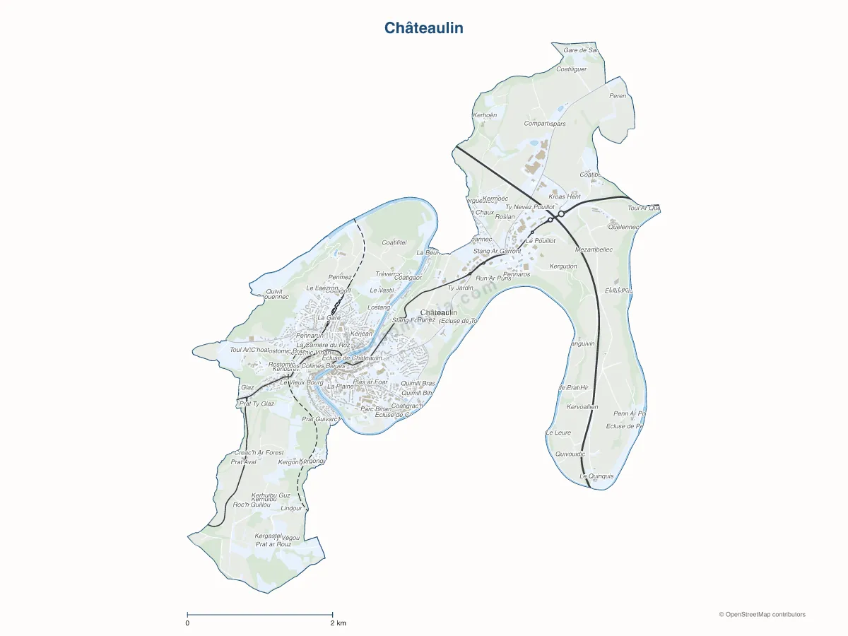 Carte de Châteaulin à personnaliser