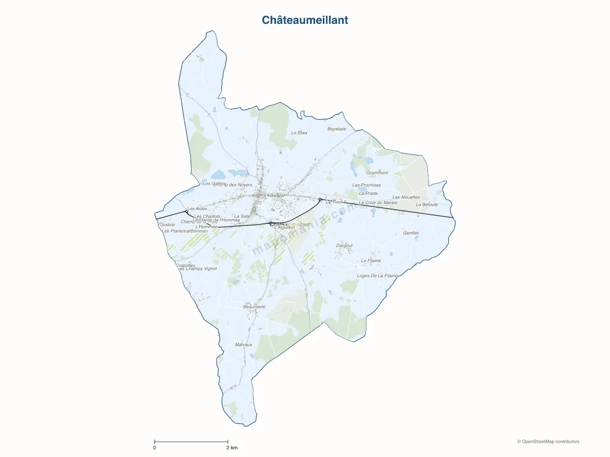 Carte de Châteaumeillant à personnaliser