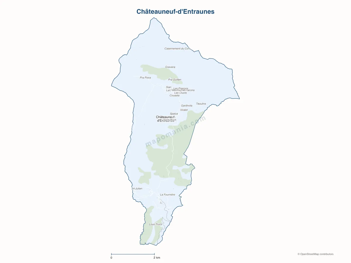 Carte de Châteauneuf-d'Entraunes à personnaliser