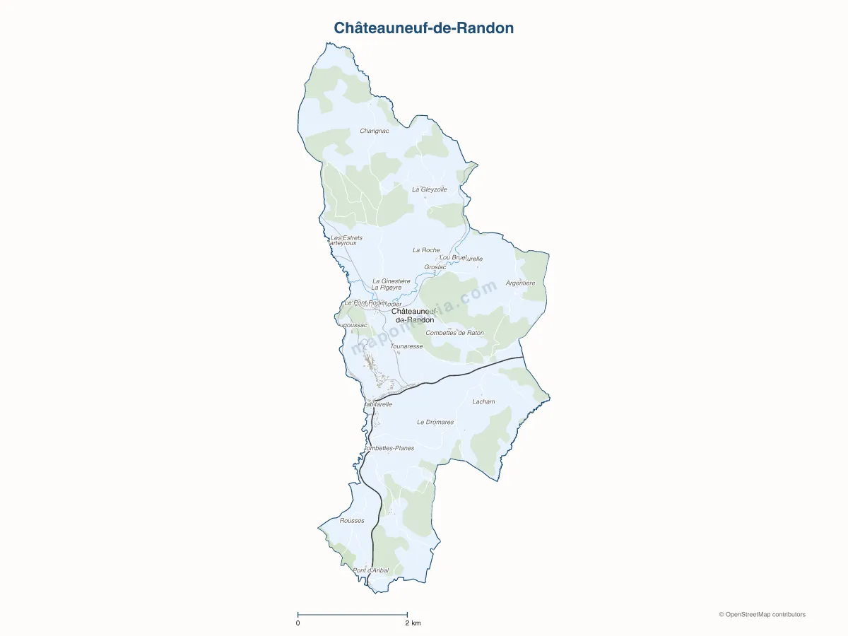 Carte de Châteauneuf-de-Randon à personnaliser