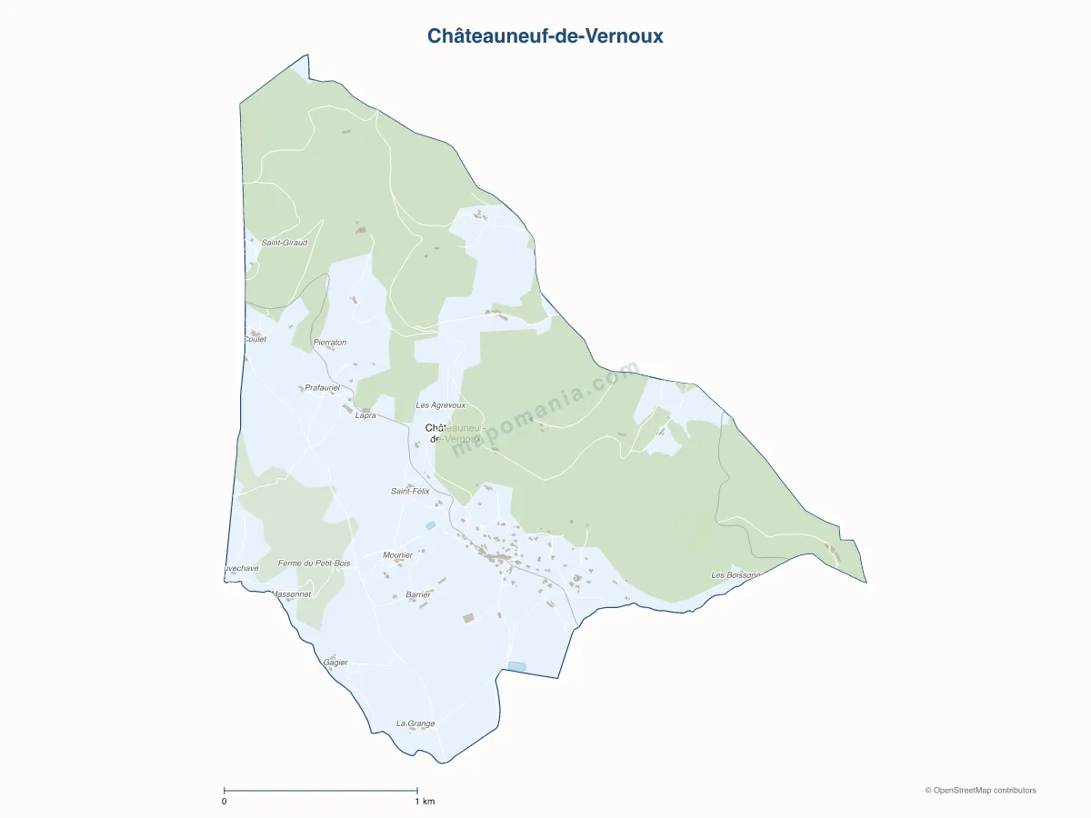 Carte de Châteauneuf-de-Vernoux à personnaliser