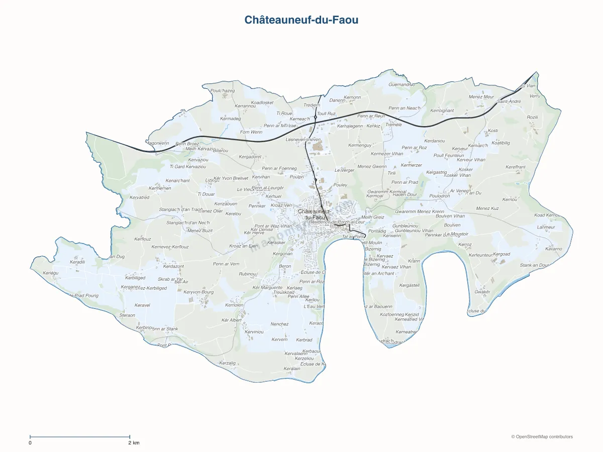 Carte de Châteauneuf-du-Faou à personnaliser