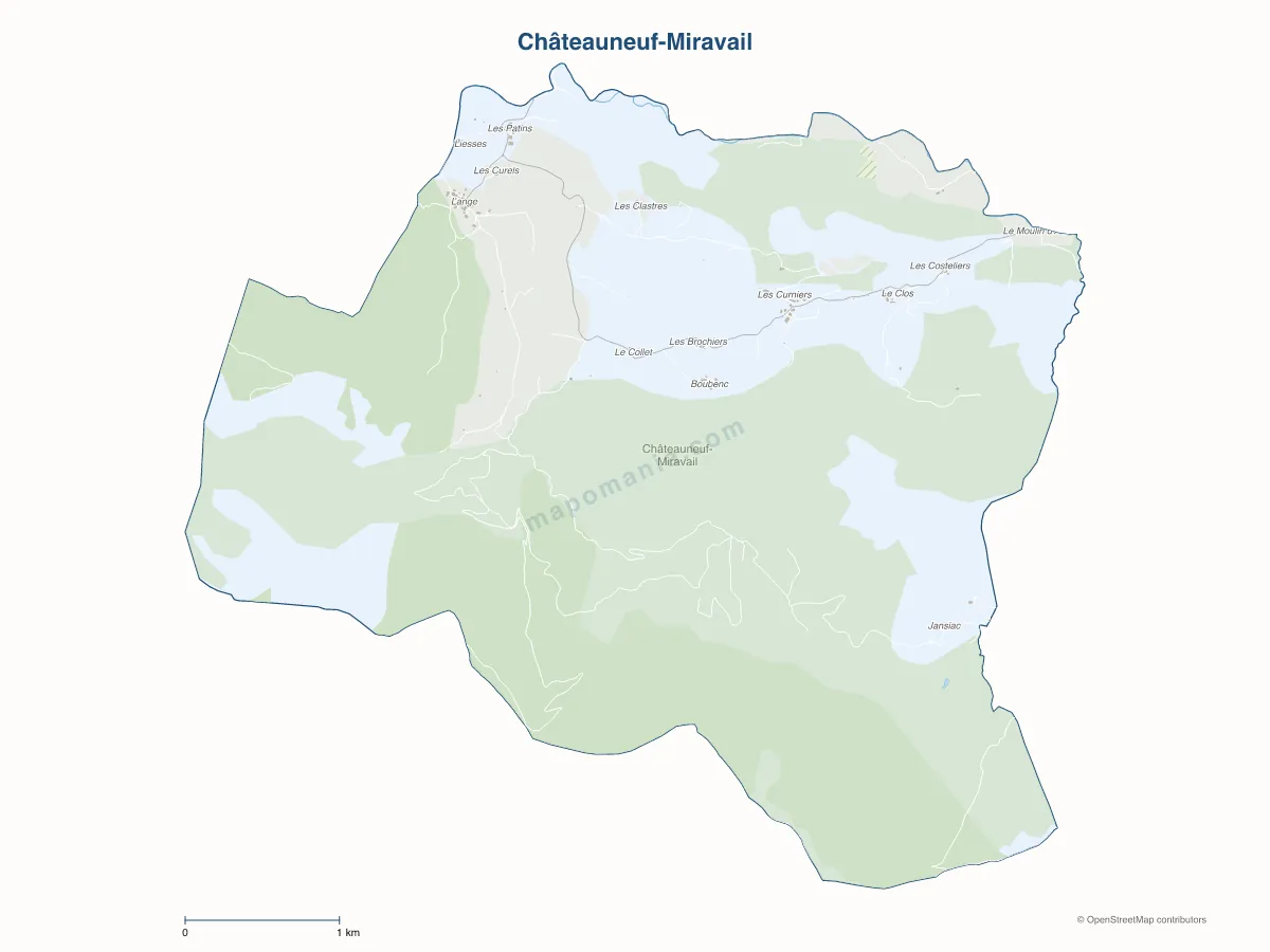 Carte de Châteauneuf-Miravail à personnaliser