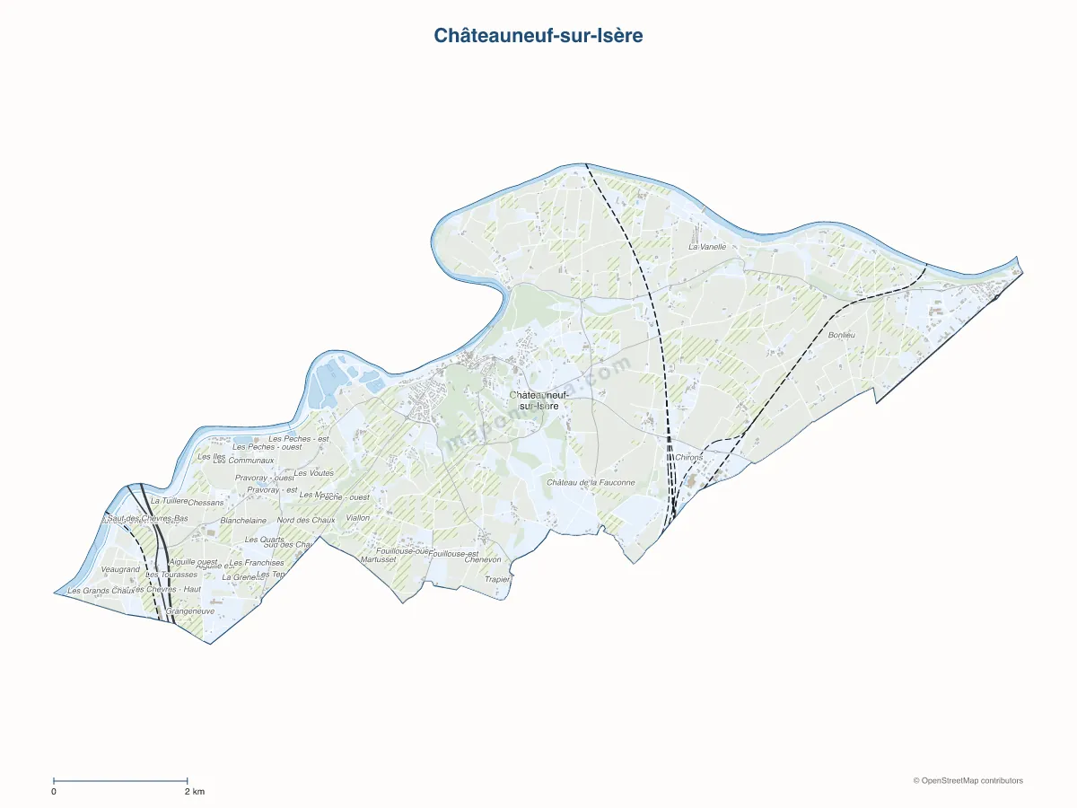 Carte de Châteauneuf-sur-Isère à personnaliser