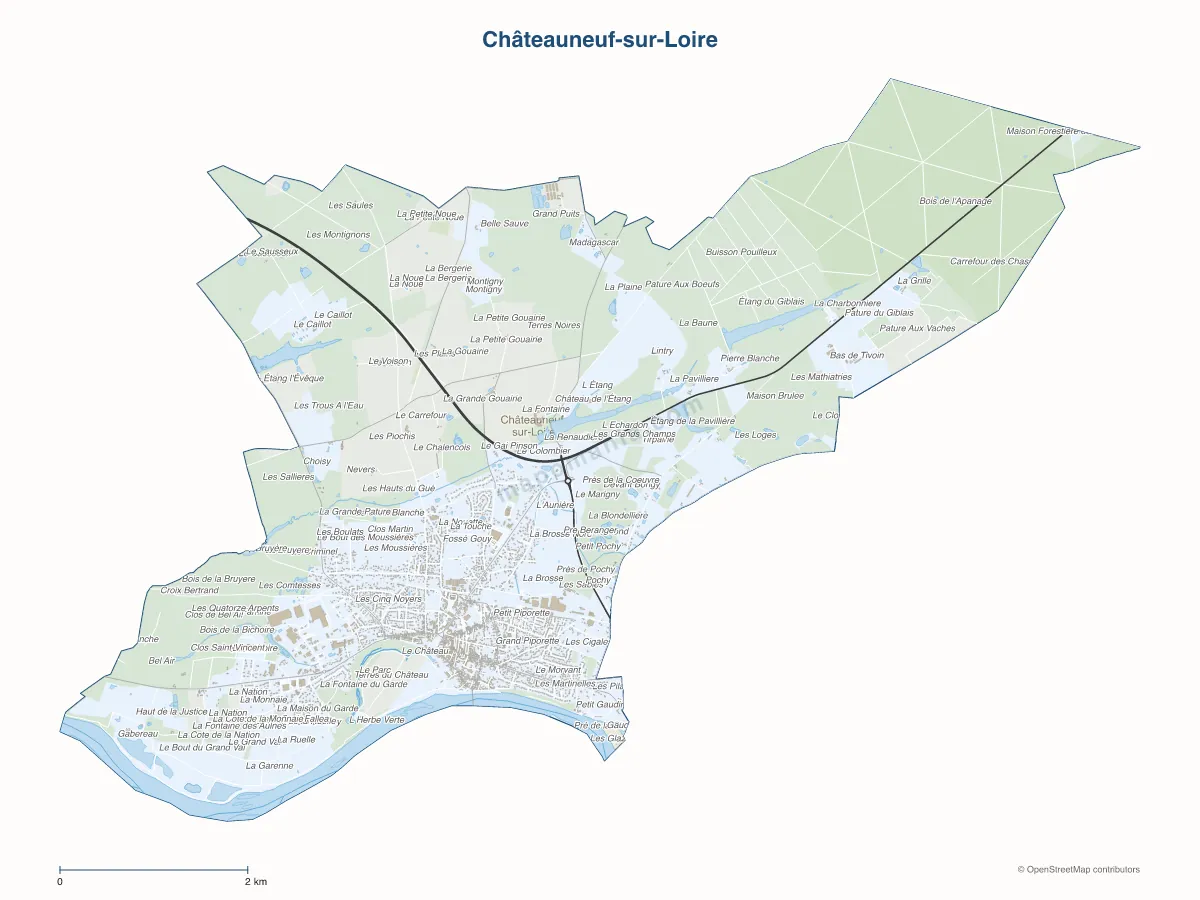 Carte de Châteauneuf-sur-Loire à personnaliser