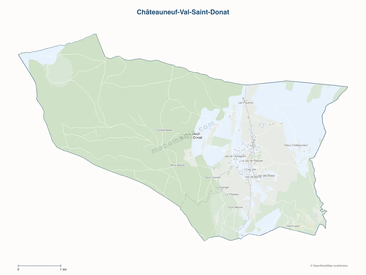 Carte de Châteauneuf-Val-Saint-Donat à personnaliser
