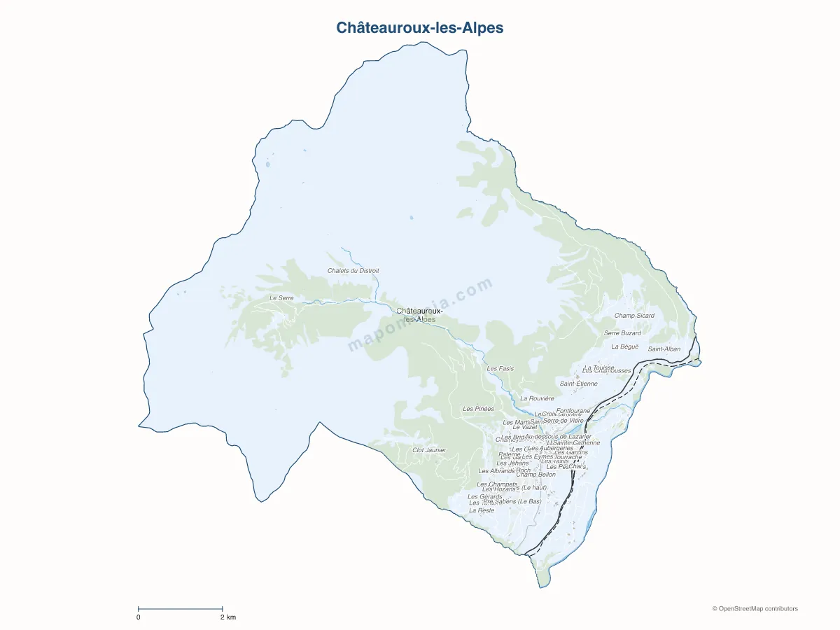 Carte de Châteauroux-les-Alpes à personnaliser