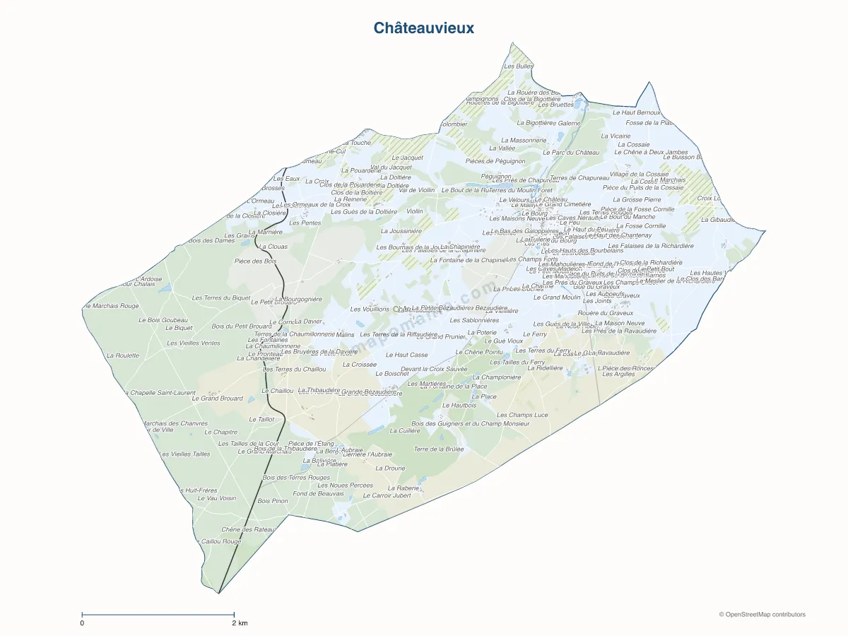 Carte de Châteauvieux à personnaliser