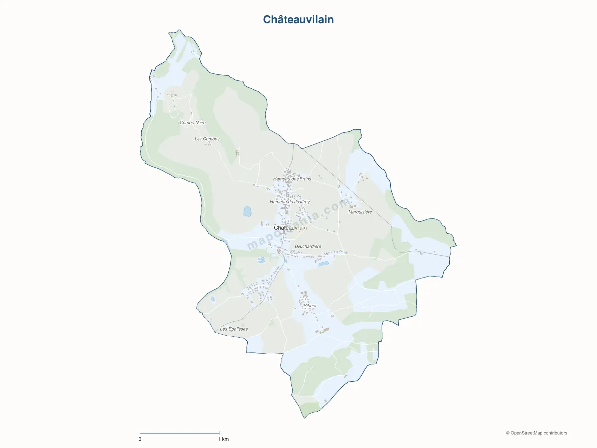 Carte de Châteauvilain à personnaliser