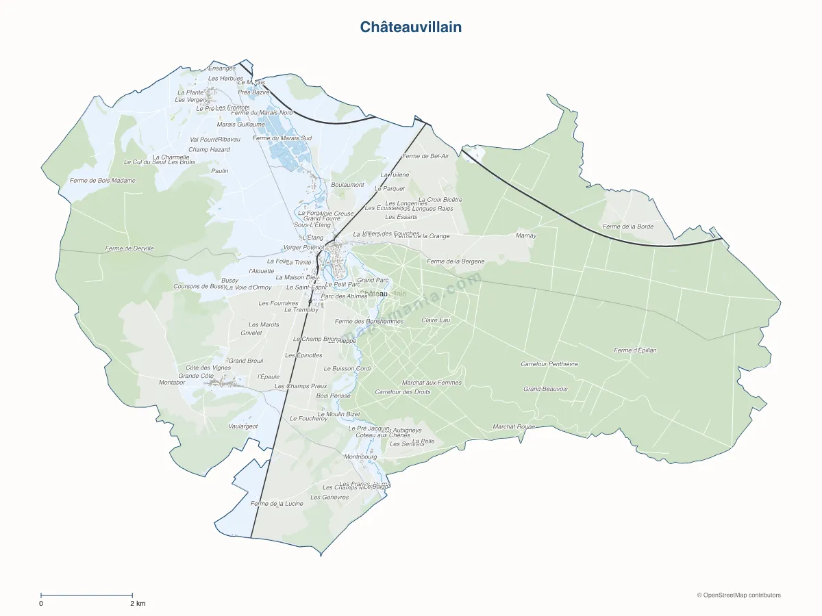Carte de Châteauvillain à personnaliser