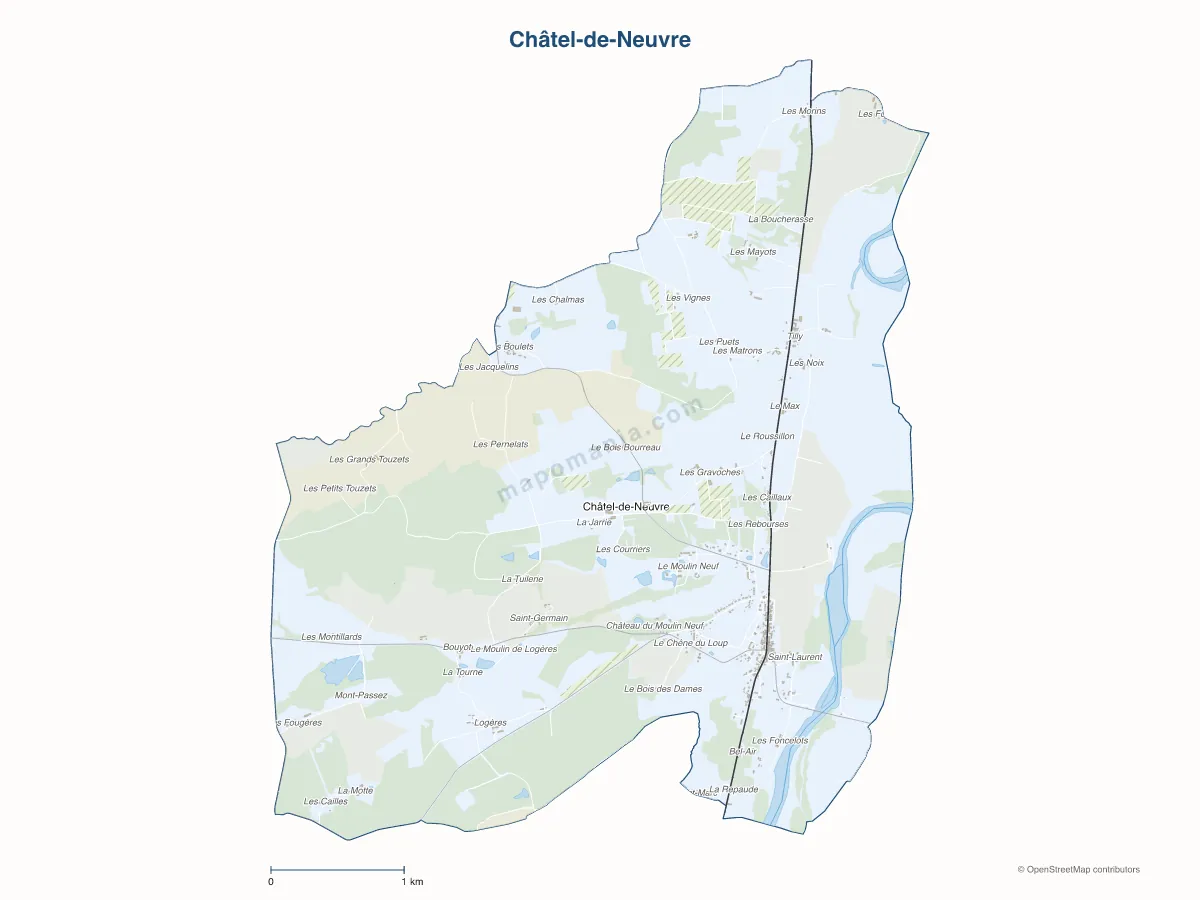 Carte de Châtel-de-Neuvre à personnaliser