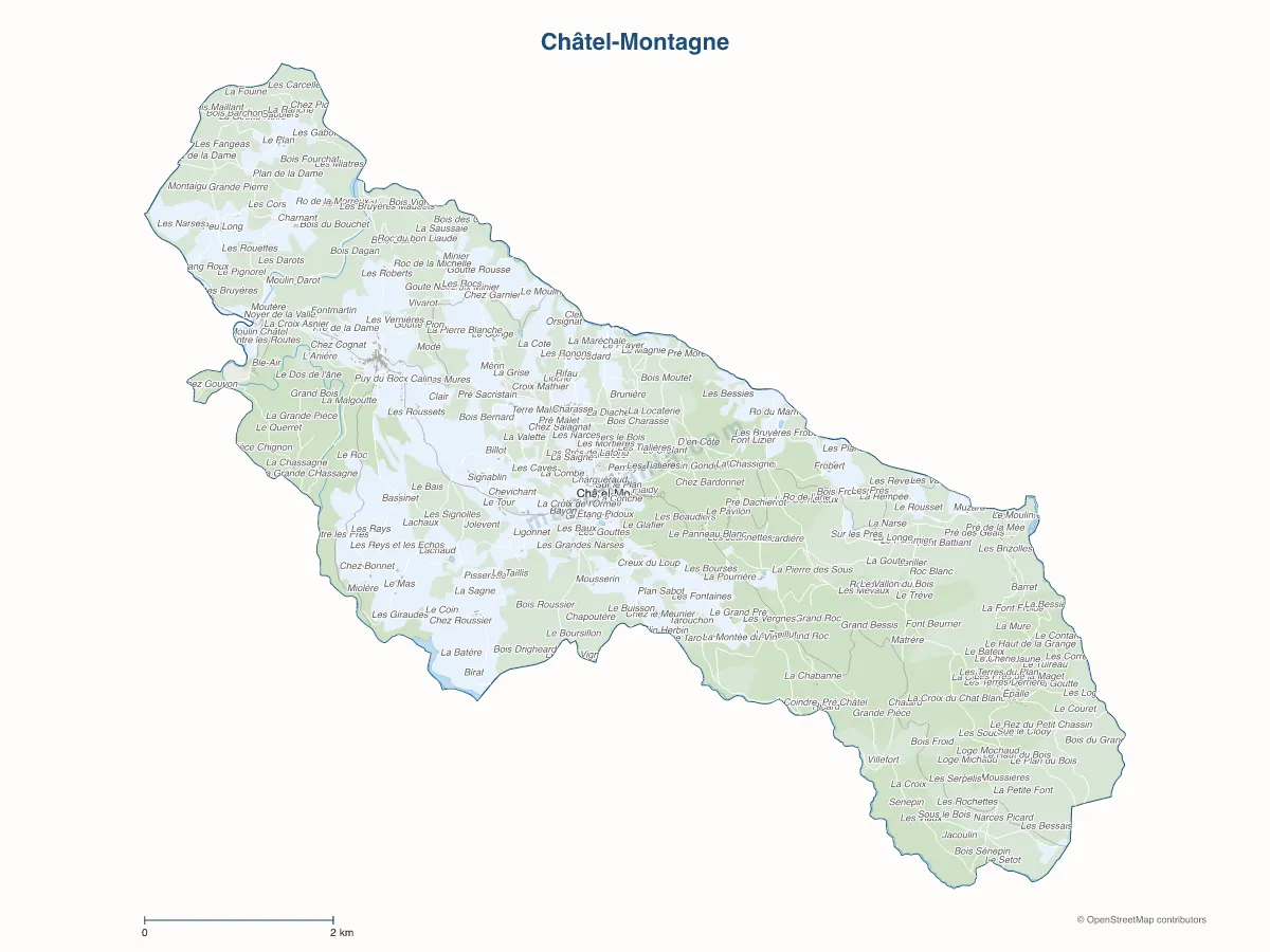 Carte de Châtel-Montagne à personnaliser