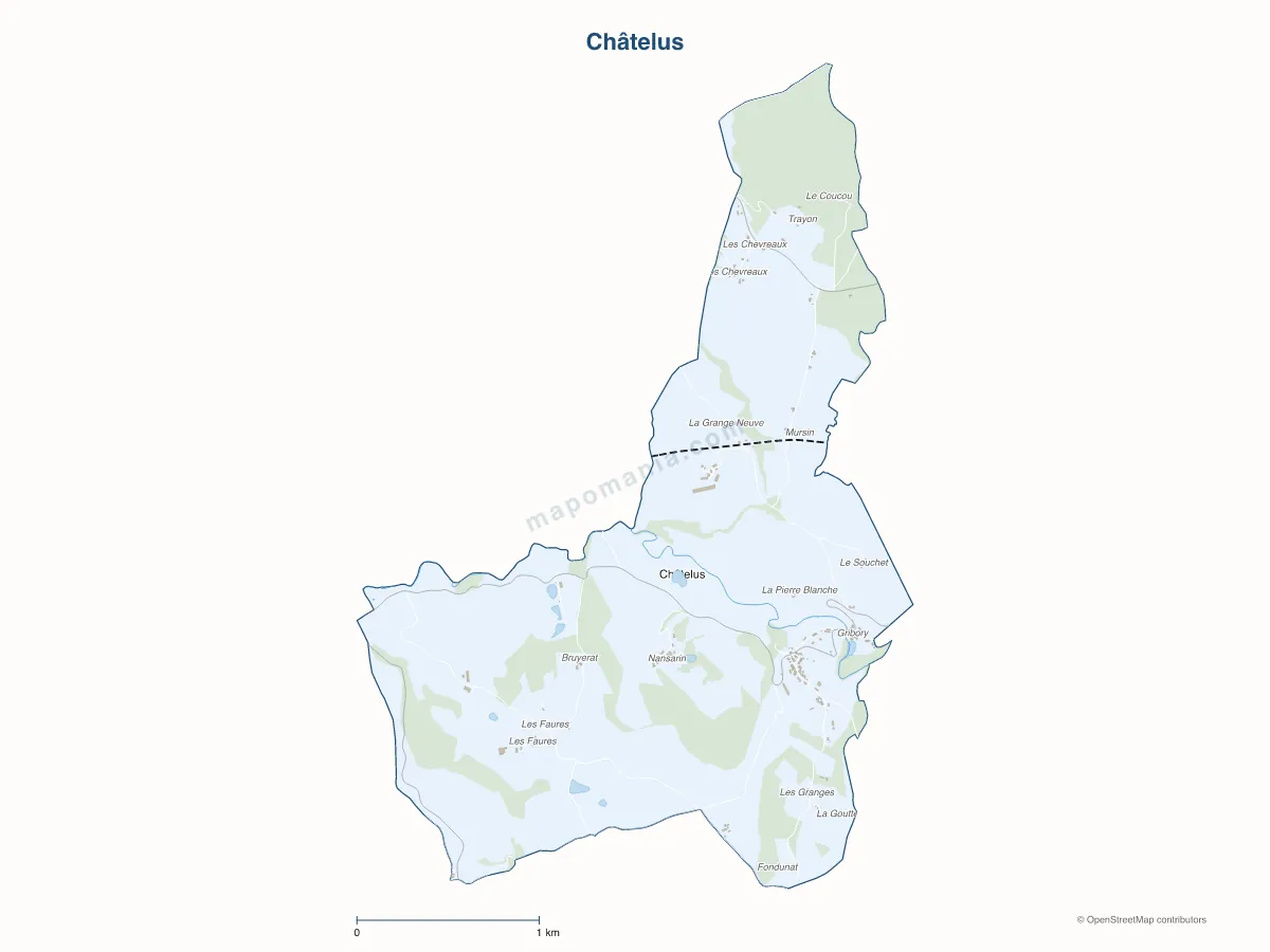 Carte de Châtelus à personnaliser