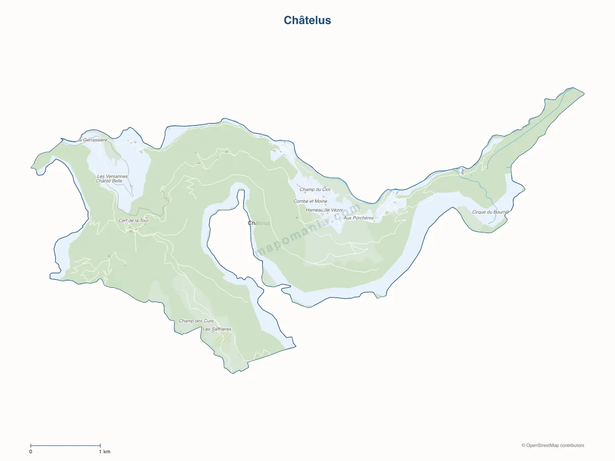 Carte de Châtelus à personnaliser
