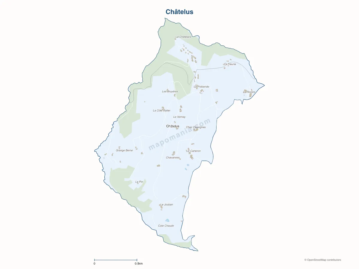 Carte de Châtelus à personnaliser