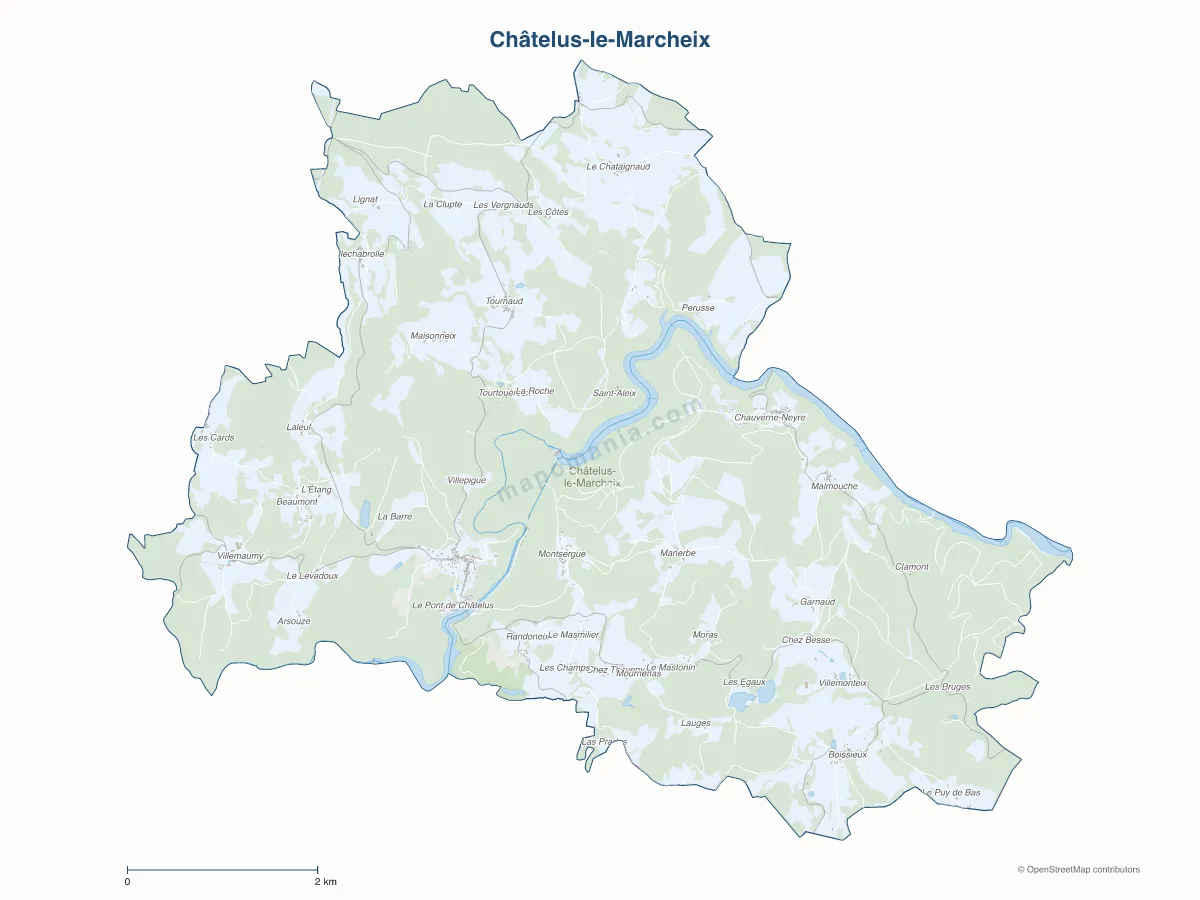 Carte de Châtelus-le-Marcheix à personnaliser