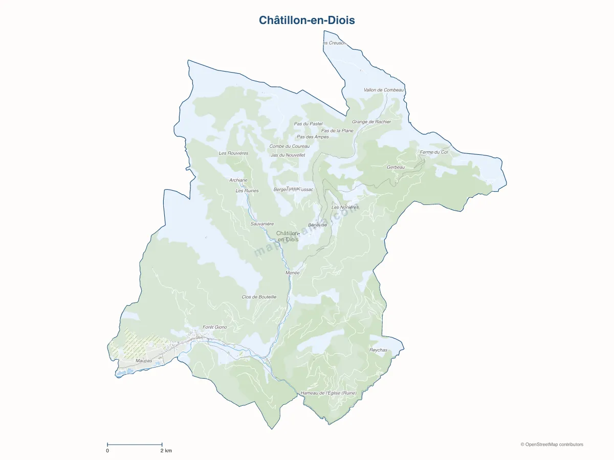 Carte de Châtillon-en-Diois à personnaliser